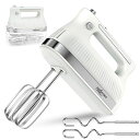 SEASAND 電動 ハンドミキサー 泡立て器 5段階スピード/ターボブースト機能 ホイッパー 工具収納ケース付き (ホワイト)