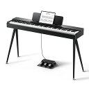 DONNEROURAS100電子ピアノ88鍵盤ハンマーアクッション木製初心者セットMIDI対応256ポリフォニー3Xオリジナルデモ3本ペダルスタンドアダプター日本語説明書付きブラック(2)