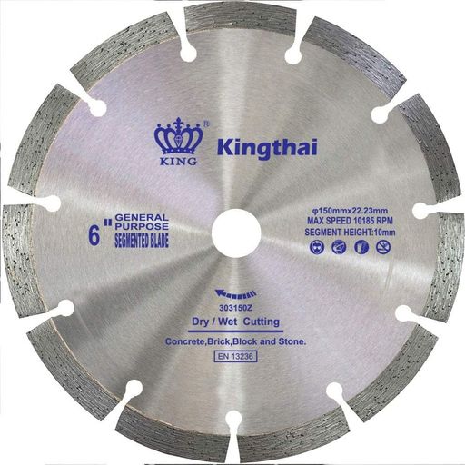 汎用性:アングルグラインダーダイヤモンドブレードは、家庭やDIYの使用のために設計され、Kingthaiソーブレードは、ディスクグラインダー、パワーカッター、テーブルソー、コンクリート、人工石、敷石、レンガ、スレート、ドライ、断面切断での作業に適しています。 耐久性:ダイヤモンドアングル研削盤の刃は、使用中に自己研ぎ、ホットプレス焼結プロセス、高性能合金マトリックス、耐用年数は類似製品の3倍である。 品質:ダイヤモンド製品は非常に高く、均一な分布、より速く、より滑らかな切断、ブレードの真ん中が厚いですが、低ノイズ、低ダストより環境に優しい切断、振動を避けることができます。 仕様:外径150mm、刃厚2mm、穴径φ22.23mm(アタッチメントリングφ20mm)、鋸部高さ0.394インチ(10mm) 対応工具:ディスクグラインダー、電動カッター,石膏ボード カッター,ハンドソー、テーブルソー