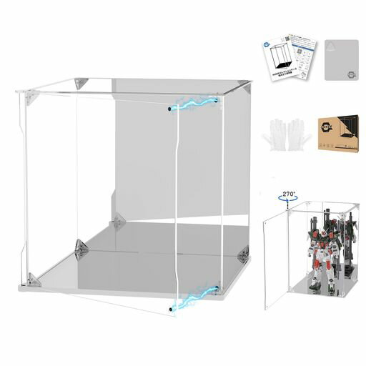 KUKERフィギュアケースアクリルケースUVカット台座ミラー背面ミラーマグネット付き前扉コレクションケ..