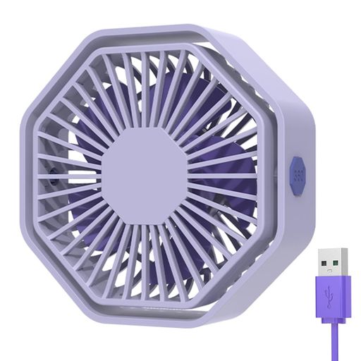 Bigqin卓上扇風機静音小型扇風機小さくても強力風量3段階USB給電角度調整可能オフィス/リビング/部屋/車用扇風機-パープル