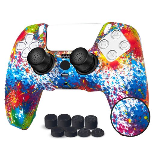 JYXETOVPS5コントローラーカバー1個/2個(28オプション)、無料の8ボタンキャップ、シリコーン保護、オリジナルの充電器で充電できます、滑り止めデザイン...