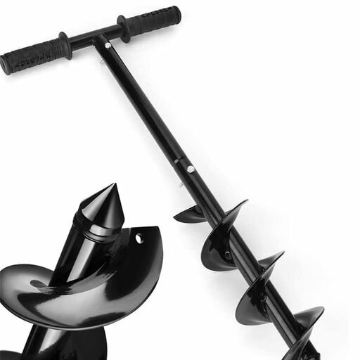 穴掘りドリル手動式アースドリル長柄携帯穴掘り機手動園芸芝生ロング掘削支柱用オーガ穴掘りの道具黒防錆10cm/15cm/20cm滑り止めハンドル付きガーデン工具穴あけ器便利芝生野菜花を植え…