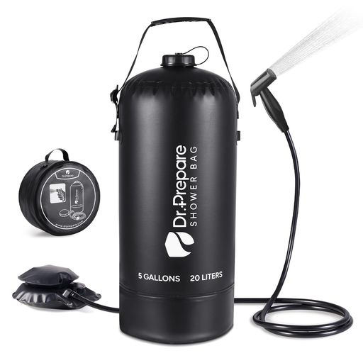 DR.PREPAREポータブルシャワー簡易シャワーアウトドアシャワー手動加圧式キャンプ海ポンプソーラー加熱..
