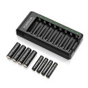 POWEROWL充電式単3単4電池プロ8スロット充電器付き高容量1100mAh2800mAhプレミアムニッケル水素単3単4電池8個セット