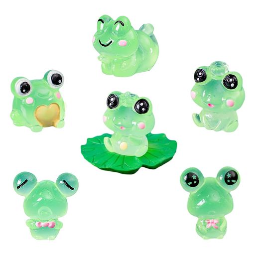 RolinRolyミニ置物蛍光樹脂カエルデコレーション6セット蛙夜光装飾水槽の装飾に使用ミニチュア可愛いフィギュアクラフト飾り盆栽ガーデンマイクロ風景飾り置物小道具水槽用アクセサリ…