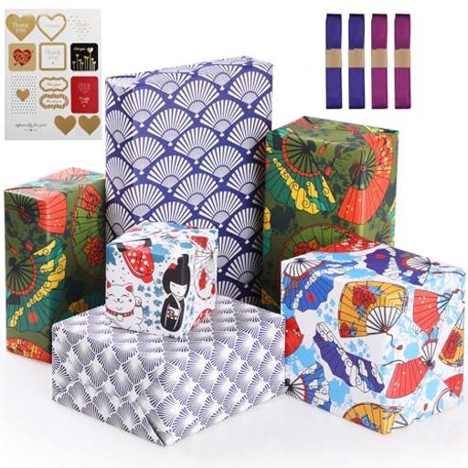 KIKISML包装紙和風ラッピングペーパー6枚入り大判おしゃれデザインお祝いプレゼント/ギフト包装ラッピング用品包装資材包装紙ラッピング50*70cm