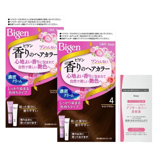 白髪染め ホーユーホーユー ビゲン 香りのヘアカラークリーム 4 (ライトブラウン)1剤40g+2剤40gx2個+おまけ [医薬部外品]