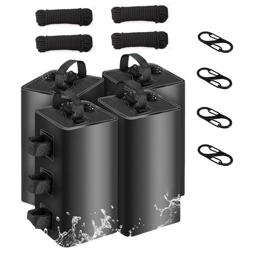 Meewtunウエイトバッグ注水式テント重り頑丈【4個セット】大容量10Lx4高耐久性防水固定用砂を入れてもOKテントやタープ用おもり台風強風対策屋外カラビナとロープ付属持ち手付き(4個セッ…