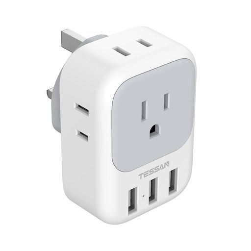 TESSAN変換プラグ海外旅行用BFタイプ変換器電源変換アダプターコンセント変換香港/シンガポール/マレーシア/マカオ/イギリスなどの地域に対応