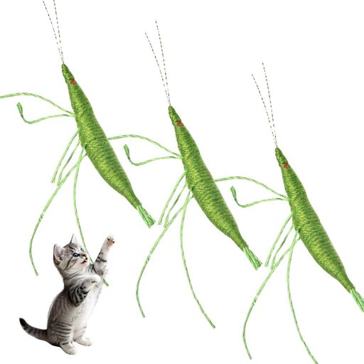 乐天商城 - 猫 おもちゃ 3個入り バッタ型 猫じゃらし ネコ おもちゃ マタタビ入り 鈴付き 手作り 頑丈 知育 一人遊び ストレス解消 遊び道具 交換可能 運動不足対策