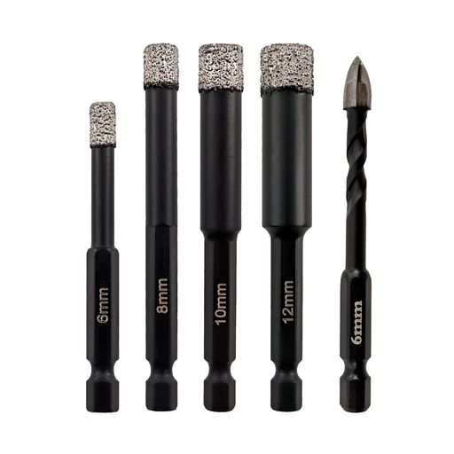 ダイヤモンドの穴あけ工具-6/8/10/12mm+6mmの石工の穴あけ工具は磁器のタイルの陶磁器の石の花こう岩の..