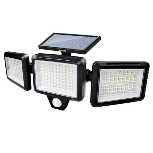 YANHAOソーラーライト屋外センサーライト2600mAh大容量電池led屋外防水光束最大3000ルーメン3面広角照明人感+常夜灯+防災モード360度調整可能自動点灯地震/台風/停電時対応防災対応防犯対策