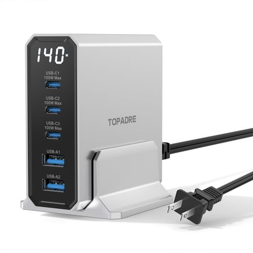 TOPADRE140W充電器急速充電5ポートタイプC充電器GAN技術PSE認証TYPE-CUSBPD充電器100WMACBOOKPRO/AIR、IPHONE16/15/14/13/MINI/PRO/PRO TOPADRE140W充電器急速充電5ポートタイプC充電器GAN技術PSE認証TYPE-CUSBPD充電器100WMACBOOKPRO/AIR、IPHONE16/15/14/13/MINI/PRO/PRO
