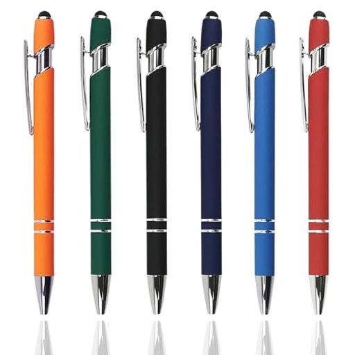 LIANHATA6本セットタッチペンボールペン付き2in1多機能ボールペン黒インクスタイラスペン軽量使いやすい(タッチペン6色)
