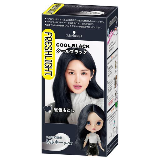 ヘアカラー カラー:クールブラック 内容量:60+60g 髪質:全髪質対応 原産国:タイ ブラント名: フレッシュライト