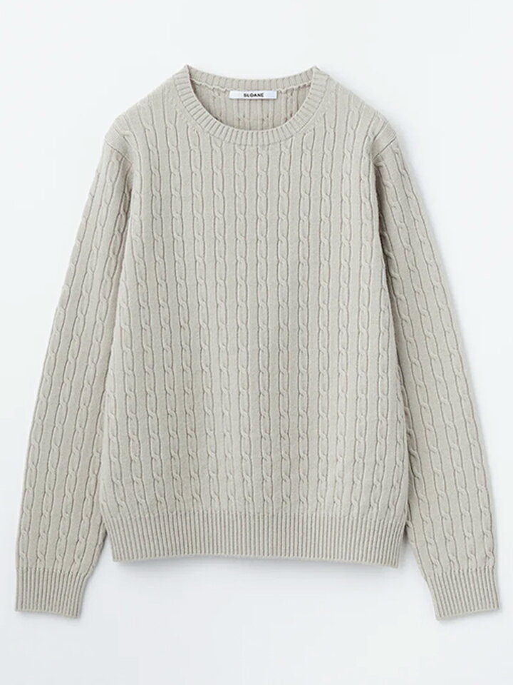 スローン SLOANE 秋冬 メンズ レディース 10Gケーブル編み メリノウール クルーネック SL9W-662