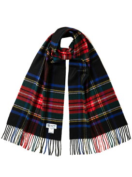 ジョンストンズ johnstons ユニセックス メンズ レディース カシミヤ チェックマフラー カシミア ストール 190×35cm WA000057-KU0324 Black Stewart