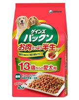 ユニチャーム ゲインズパックン お肉たっぷり半生タイプ 13歳からの愛犬用 ビーフ・ささみ・緑黄色野菜・小魚入り 2kg