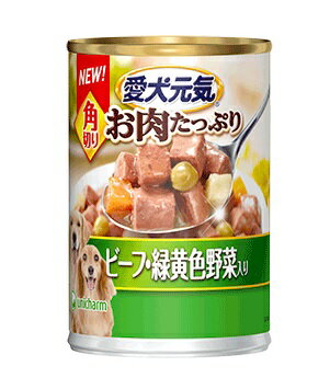 ユニチャーム 愛犬元気缶 角切りビーフ 緑黄色野菜入り 375g