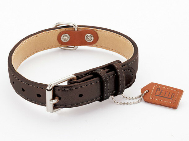在庫限り！Petio(ペティオ) (W56877) プレーン平首輪 24mm ブラウン(2409)