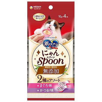 樂天商城 - ユニチャーム 銀のスプーン 三ツ星グルメ にゃんSpoon 無添加 2種のアソート 無添加まぐろ＆かつお 10g×10本入り 100g