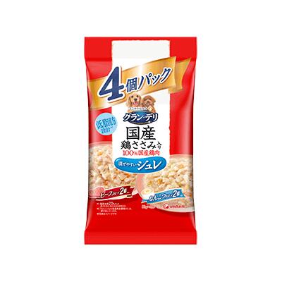 ユニチャーム グラン・デリ 国産鶏ささみ パウチ ジュレ 成犬用 バラエティ ビーフなんこつ入り 低脂肪 80g×4