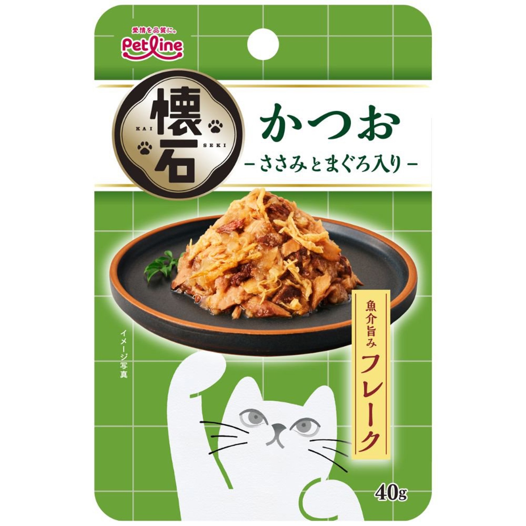 樂天商城 - Petline(ペットライン)懐石レトルト フレーク かつお ささみとまぐろ入り 40g 猫 キャットフード パウチ