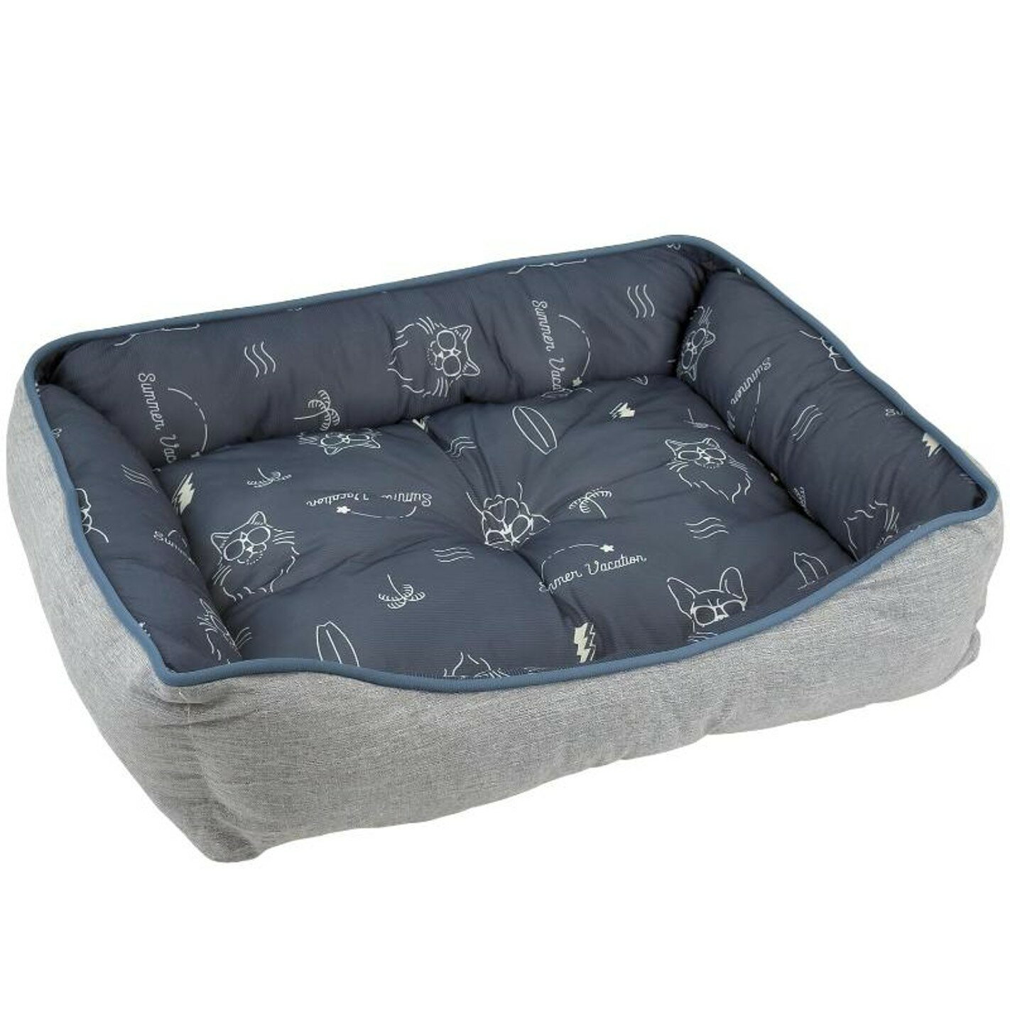 樂天商城 - 6個限定販売！DoggyMan(ドギーマン) クールズ スクエアベッドM サマーライド ひんやりネイビー