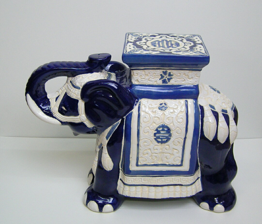 象の置物 陶器製 青色 SL092 BLUE インド料理店やタイ料理店などにもおすすめです 北海道 東北 沖縄地方は別途送料あり