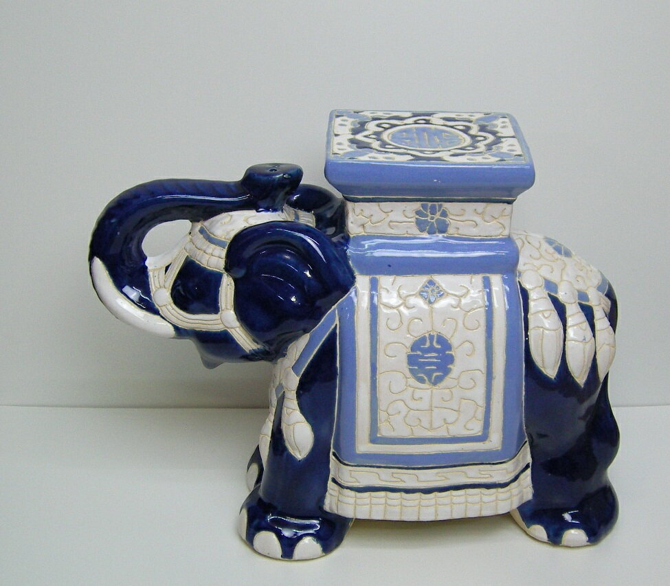 象の置物 陶器製 青色 SL093 BLUE インド料理店やタイ料理店などにもおすすめです 北海道 東北 沖縄地方は別途送料あり