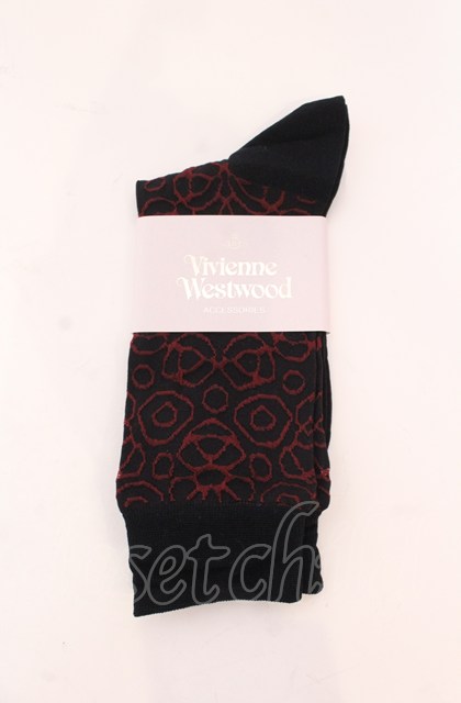 税込3980円以上購入で【送料無料】【USED】Vivienne Westwood / デザインソックスヴィヴィアンウエストウッド ビビアン23-24 レッドxブラック 【中古】 O-25-05-11-075-gd-YM-OS