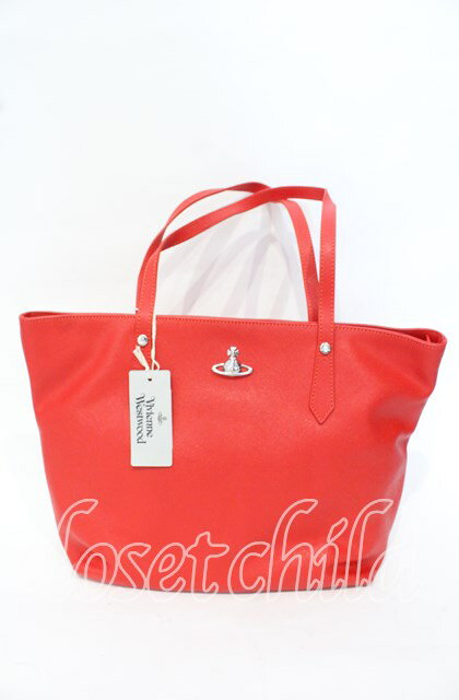 税込3980円以上購入で【送料無料】【USED】Vivienne Westwood / OPPER SAFFIANO TOTE（ショッパーサフィアーノトートバッグ）ヴィヴィアンウエストウッド ビビアン レッド 【中古】 O-25-10-12-057-ba-IG-OS