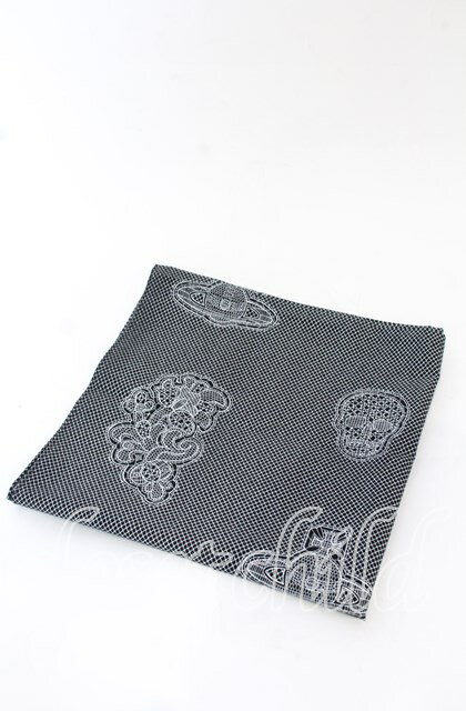 税込3980円以上購入で【送料無料】【USED】Vivienne Westwood / 大判ハンカチ（レースプリント）ヴィヴィアンウエストウッド ビビアン ブラックxホワイト 【中古】 O-25-10-19-125-gd-YM-OS