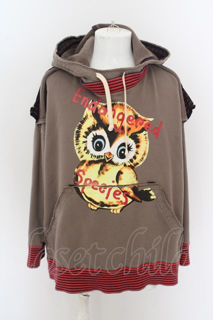 税込3980円以上購入で【送料無料】【USED】Vivienne Westwood MAN / ENDANGERED SPECIES OWL スクエアパーカーヴィヴィアンウエストウッド ビビアンF ブラウン 【中古】 O-24-04-21-002-to-YM-OS