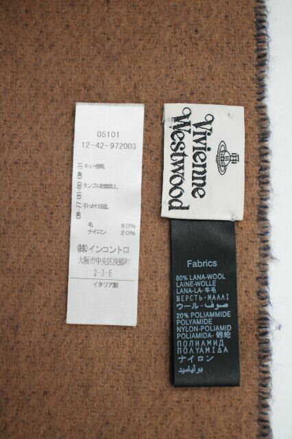 税込3980円以上購入で【送料無料】【USED】オーブ刺繍マフラー Vivienne Westwoodヴィヴィアンウエストウッド ビビアン 【中古】