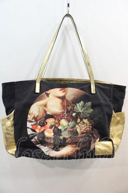 税込3980円以上購入で【送料無料】【USED】Vivienne Westwood / カラバッジョトートバッグヴィヴィアンウエストウッド ビビアン 黒Xゴールド 【中古】 I-24-12-18-049-ba-HD-ZI