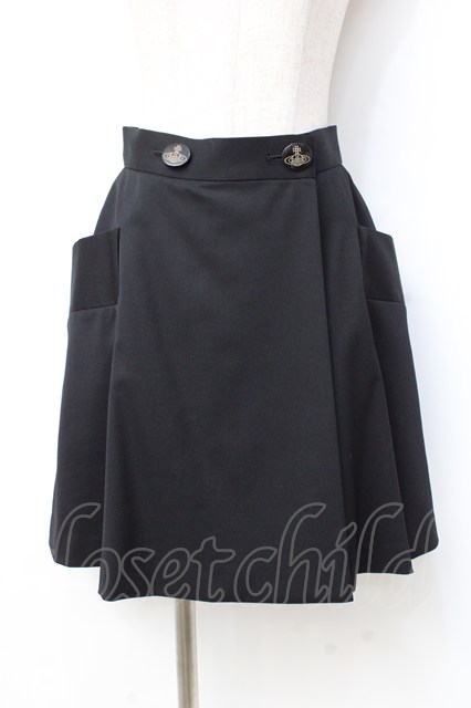 税込3980円以上購入で【送料無料】【USED】Vivienne Westwood / ライディングスカートヴィヴィアンウエストウッド ビビアン1 ブラック 【中古】 Y-25-09-17-070-sk-YM-ZY