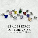 ピアス レディース 金属アレルギー対応 サージカルステンレス SS316L 6本爪 1粒 一粒 3mm 6mm 2サイズ ラウンド 2個セット 両耳用 スタッド...