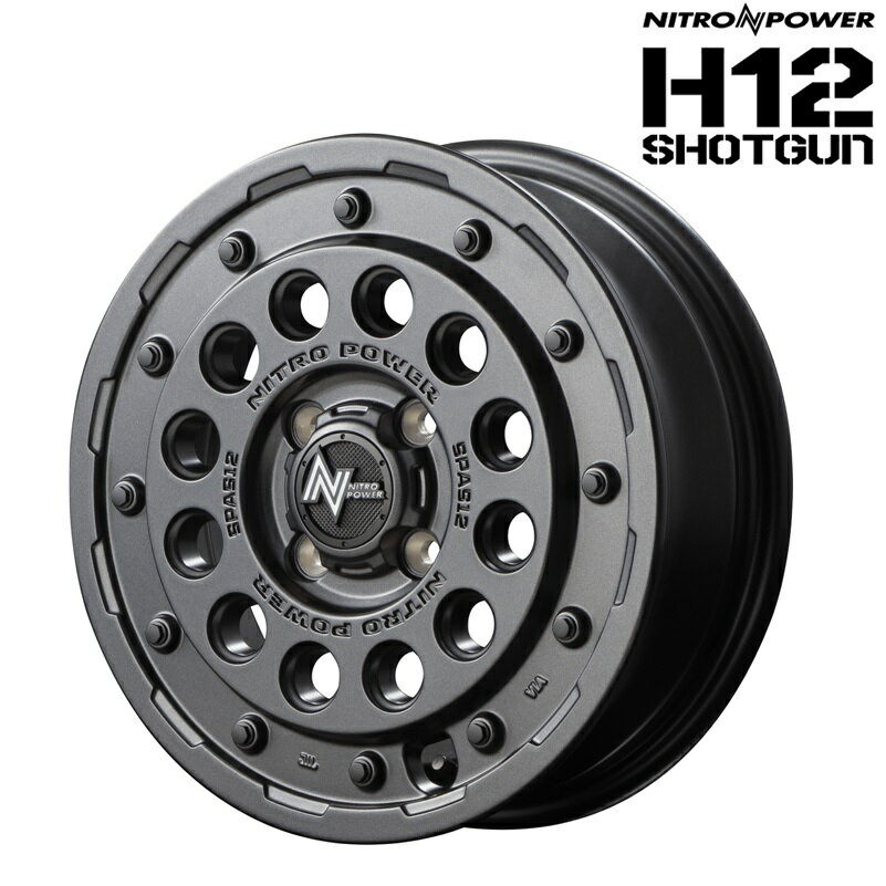 MID マルカサービス アルミホイール1本 ナイトロパワー NITRO POWER H12 SHOTGUN 14インチ リム幅4.5 inset+45 4H PCD100 バレルブラック