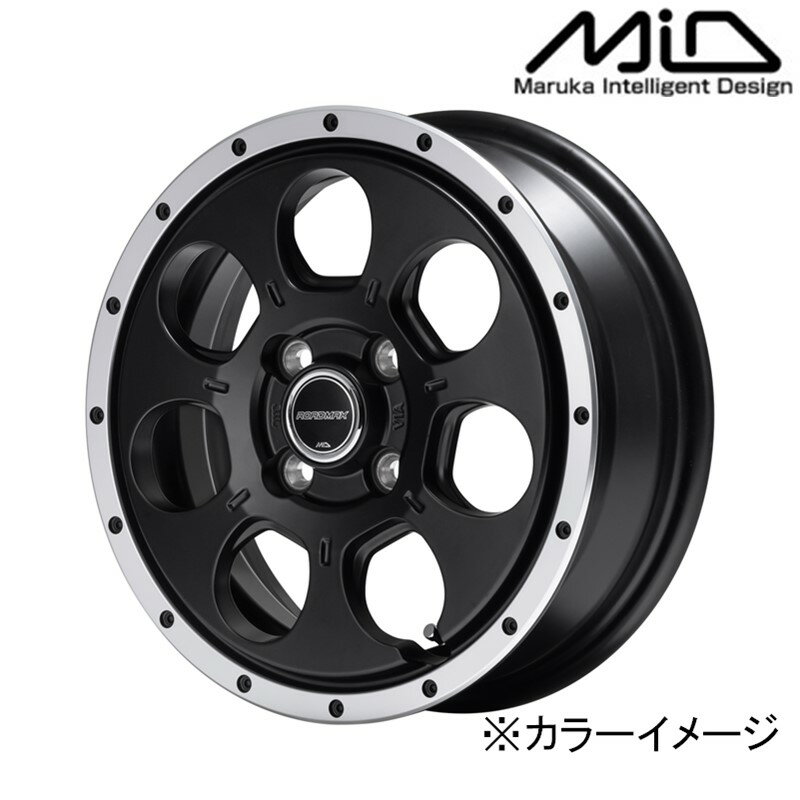 MID マルカサービス アルミホイール1本 ROADMAX WO-7 14インチ リム幅4.5 inset+45 4H PCD100 セミグロスブラック/フランジDC