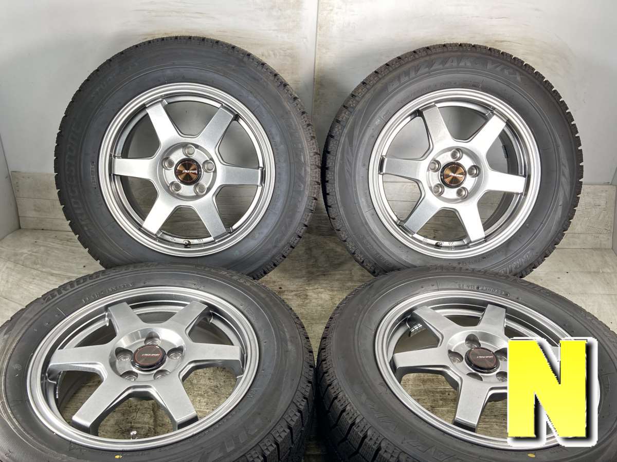 195/65R15 ブリヂストン ブリザック VRX 　 J-TECH SPORT 15x6.0 43 100-5穴 中古タイヤ スタッドレスタイヤ ホイールセット 4本セット