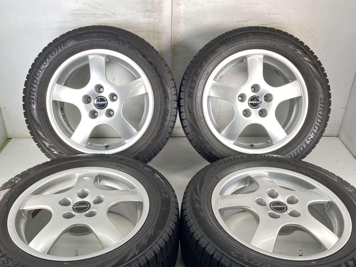 215/55R16 ブリヂストン ブリザック VRX2 BORBET 16x7.0 38 112-5穴 中古タイヤ スタッドレスタイヤ ホイールセット 4本セット