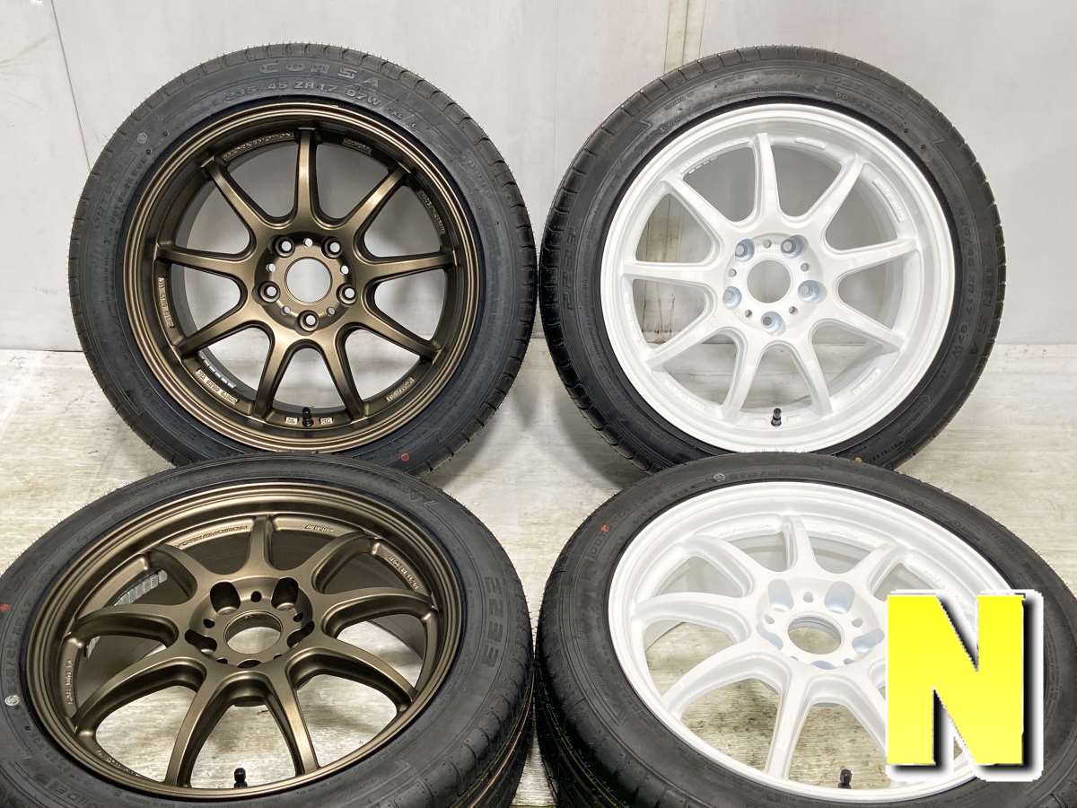 215/50R17 　 CORSA　2233 WORK EMOTION 17x7.0 47 ・ 17x8.5 32 114.3-5穴中古タイヤ サマータイヤ ホイールセット4本 セット