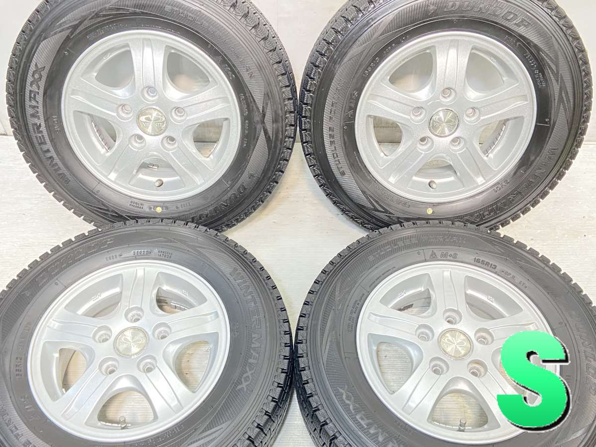 165R13 8PR ダンロップ ウィンターマックス SV01 　 VICENTE 13x5.0 45 114.3-5穴 中古タイヤ スタッドレスタイヤ ホイールセット 4本セット