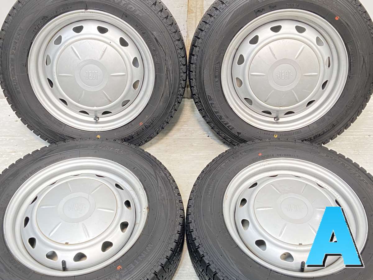 155/80R14 88/86 LT ダンロップ ウィンターマックス SV01 　 JECT VK 14x5.0 100/114.3-4穴 中古タイヤ スタッドレスタイヤ ホイールセット 4本セット