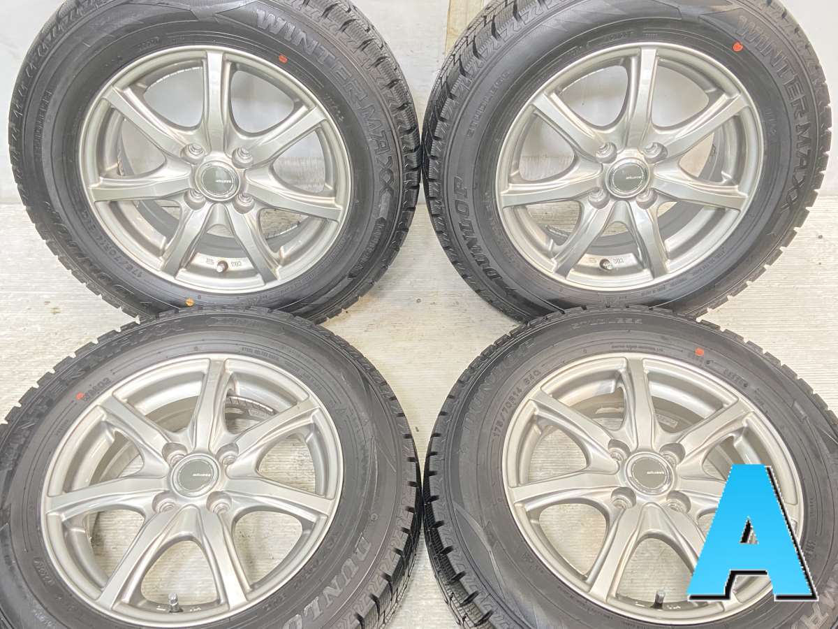 175/70R14 ダンロップ ウィンターマックス WM02 　 MILLOUS 14x5.5 40 100-4穴 中古タイヤ スタッドレスタイヤ ホイールセット 4本セット