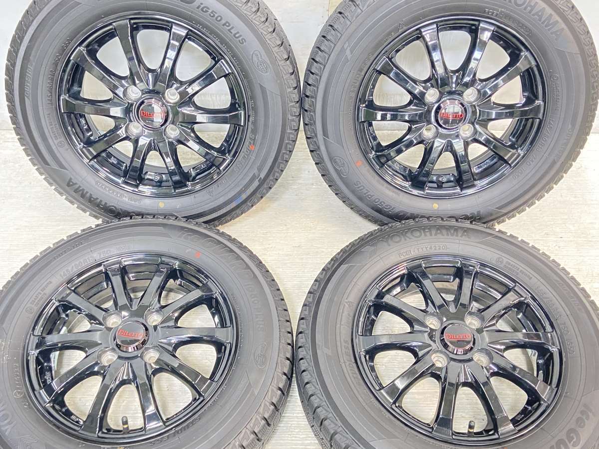 145/80R13 ヨコハマ アイスガード iG50 PLUS 　 DILETTO 13x4.0 42 100-4穴 中古タイヤ スタッドレスタイヤ ホイールセット 4本セット