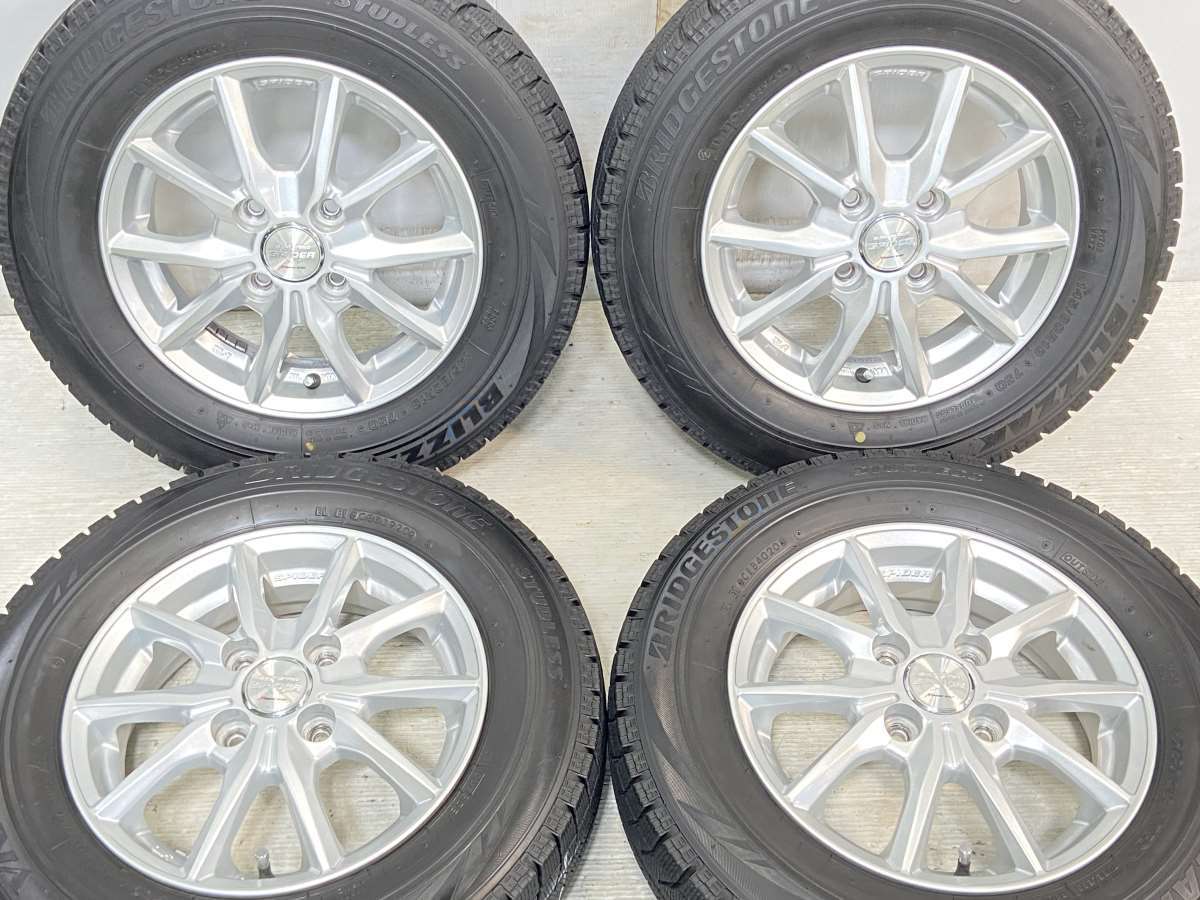 145/80R13 ブリヂストン ブリザック VRX 　 ユーロスピード スパイダー 13x4.0 35 100-4穴 中古タイヤ スタッドレスタイヤ ホイールセット 4本セット