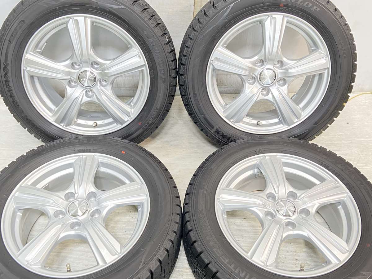 205/55R16 ダンロップ ウィンターマックス WM02 　 VIOLENTO 16x6.5 40 114.3-5穴 中古タイヤ スタッドレスタイヤ ホイールセット 4本セット